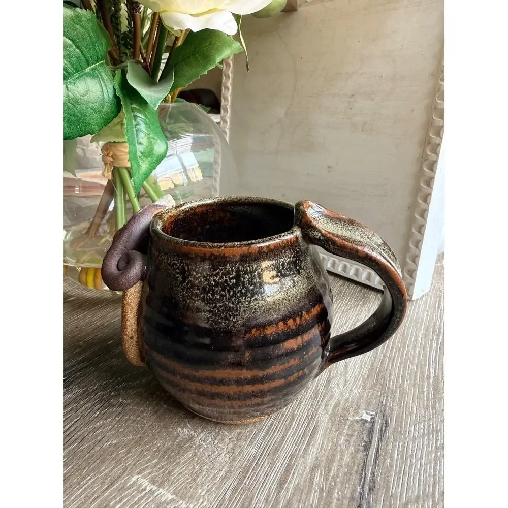 Robert Eakin Beer Mug Vintage Pottery Ugly Smiley Stoneware One of a Kind 1970s